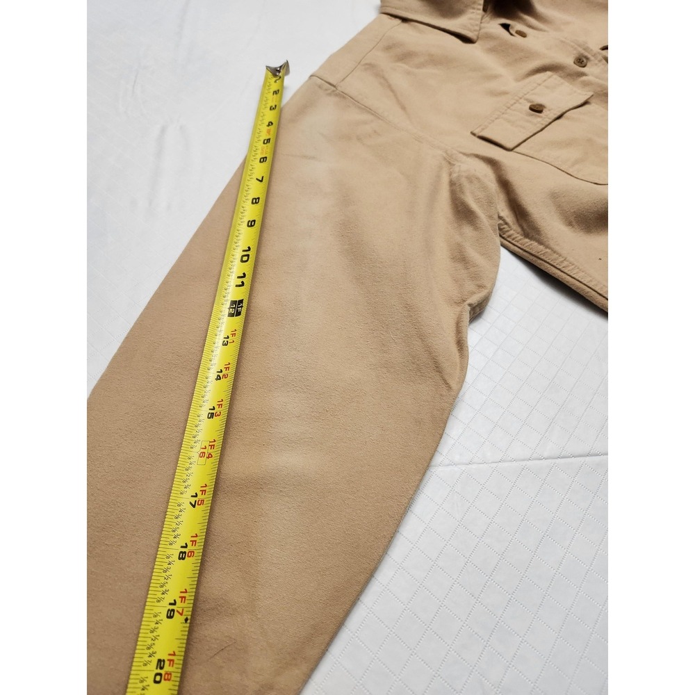 L.L.Bean Shirt Mens Large Tan Button Up Long Sleeve Cotton Two Pockets Workwear - Picture 6 of 13
